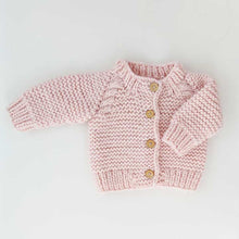 Load image into Gallery viewer, Blush Pink Garter Stitch Cardigan Sweater: 0-6 months