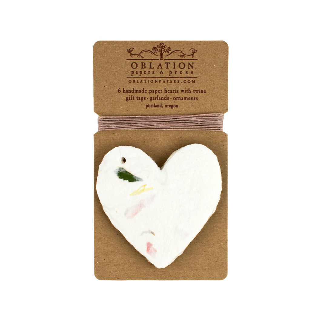 Floral Petite Handmade Paper Heart Tag