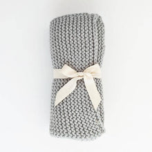 Load image into Gallery viewer, Ice Grey Garter Stitch Knit Blanket: 24" x 24"
