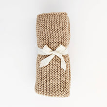 Load image into Gallery viewer, Latte Garter Stitch Knit Blanket: 24" x 24"