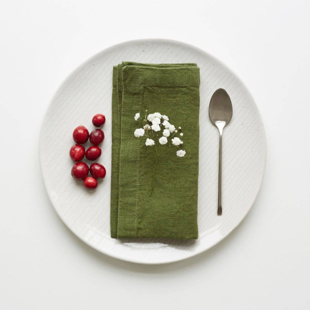 Dark Green Linen Napkins Set of 2: 20