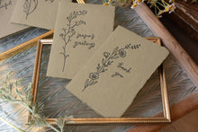 Load image into Gallery viewer, Thank You Letterpressed Olive Handmade Paper Folded Card: Single
