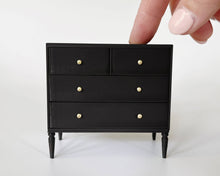 Load image into Gallery viewer, Modern 4-Drawer Miniature Dollhouse Dresser: Olive / Antique Brass (Gold)
