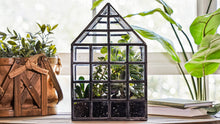 Load image into Gallery viewer, Urban Born Lattice House Terrarium, Glass+Steel, 8&quot;x8&quot;x12&quot;
