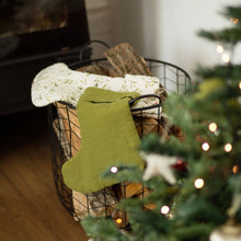 Load image into Gallery viewer, Christmas Green Linen Christmas Stocking
