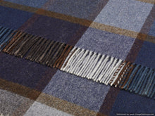 Load image into Gallery viewer, Pateley Check - Merino Lambswool Throws - Made in England: Blue
