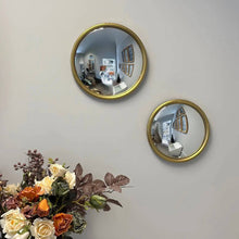 Load image into Gallery viewer, Round Convex Mirror with Metal Frame in Gold Finish: Medium
