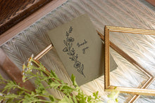 Load image into Gallery viewer, Thank You Letterpressed Olive Handmade Paper Folded Card: Single
