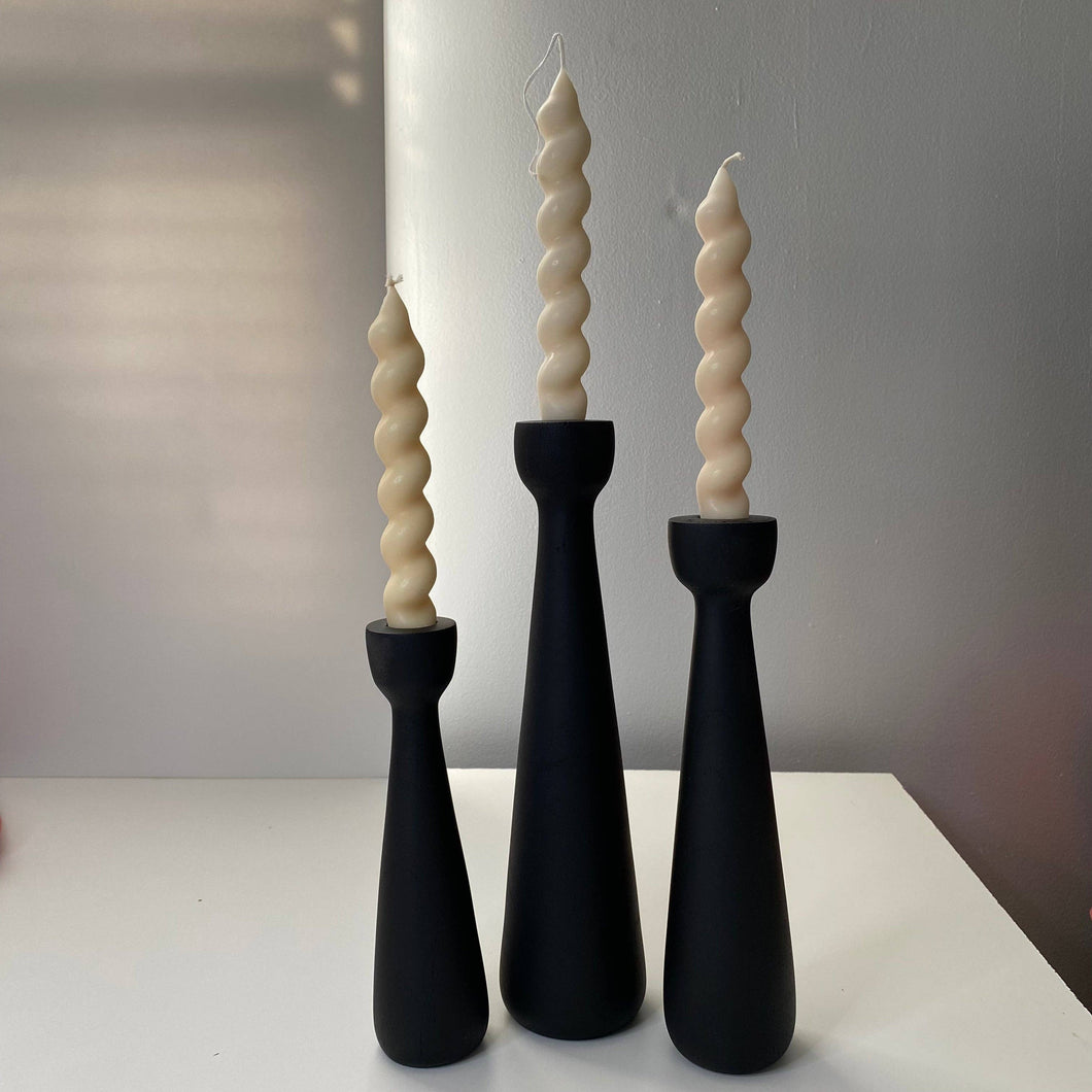 Candelabras set of 3 | Taper Candle Holder: Matte Black (Painted)