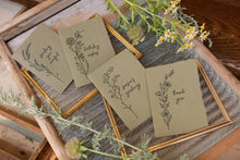 Load image into Gallery viewer, Thank You Letterpressed Olive Handmade Paper Folded Card: Single
