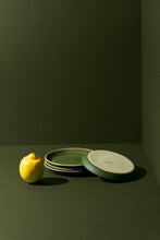 Load image into Gallery viewer, Handmade Stoneware Flat Side Plate | Edan 5.9": Matte Green/Shiny Green
