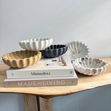 Load image into Gallery viewer, Kyma - Ruffle Bowl | Scallop Bowl | Ripple Bowl : Black Fusion Marble
