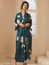 Load image into Gallery viewer, Blooming Anemone Kimono Robe: Olive / One Size Fits from S to XL
