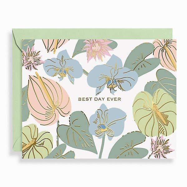 Best Day Ever Pastel Floral Wedding Card