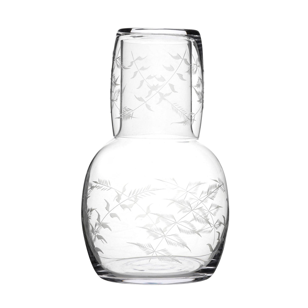 A Crystal Carafe Set with Fern Design