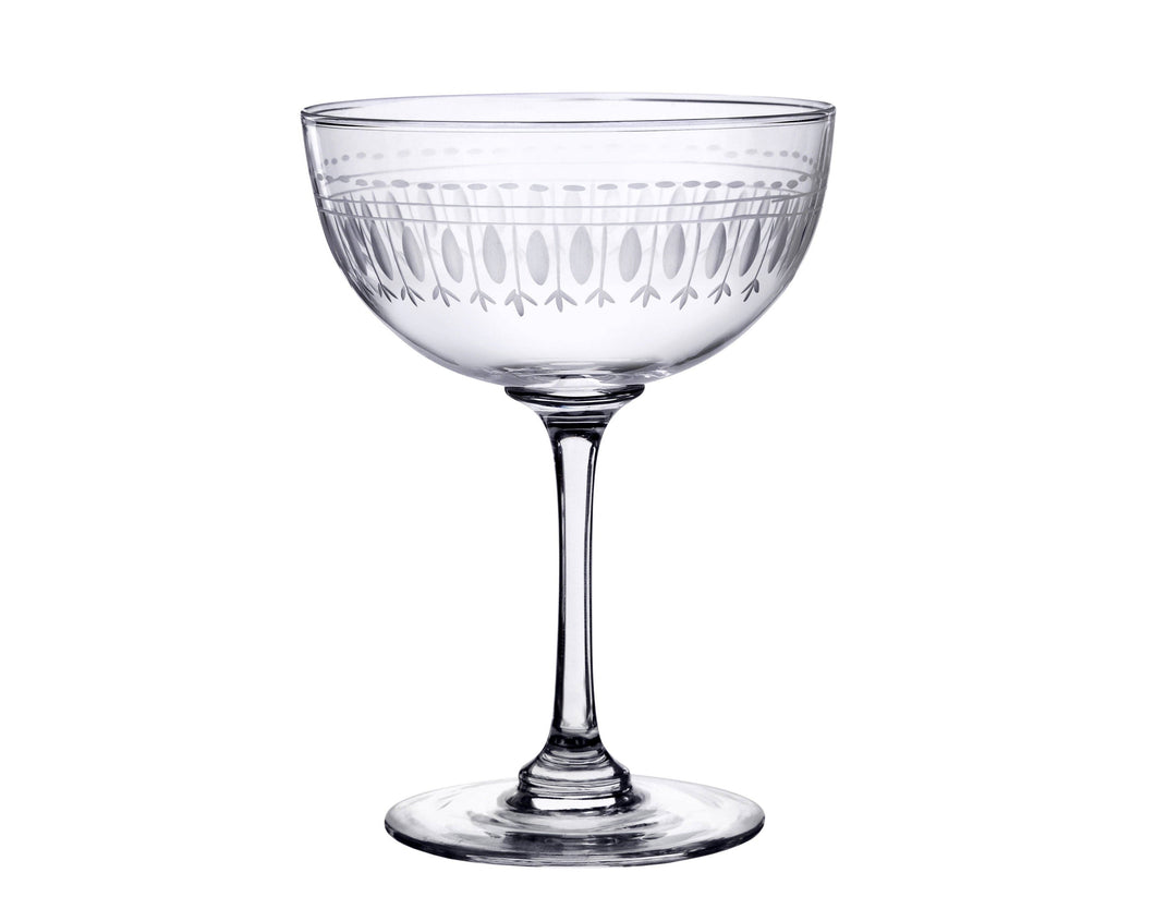 A Pair of Crystal Champagne Saucers All Designs: Ovals