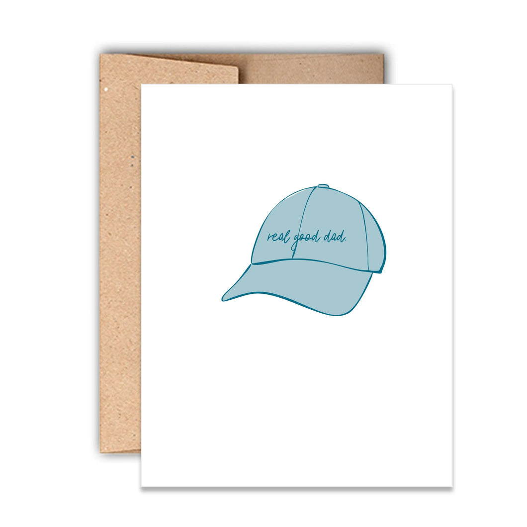 Real Good Dad Hat Letterpress Father's Day Card