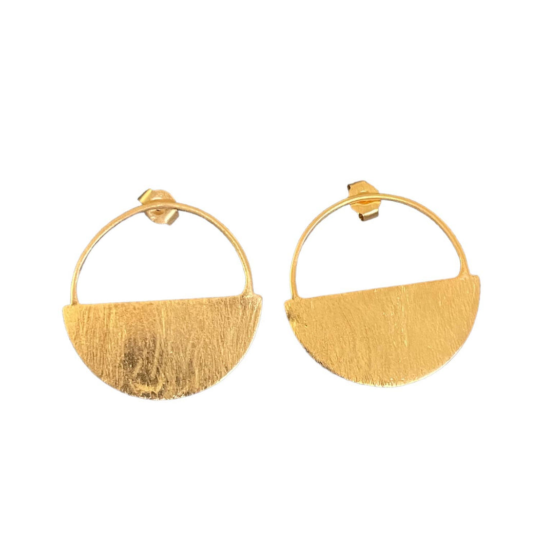 Half Gold in Circle Earring