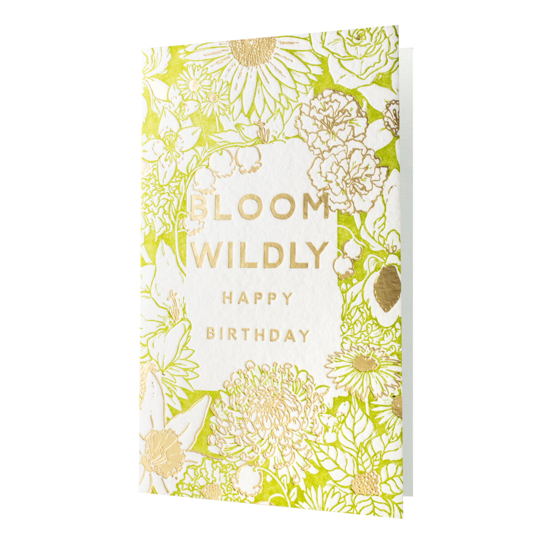 Birthday Flowers Notes in Bloom Letterpress Card