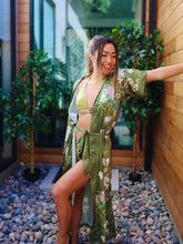 Load image into Gallery viewer, Floral Olive Kimono Robe: Robe Only / Olive green / One Size Fits from S to XL
