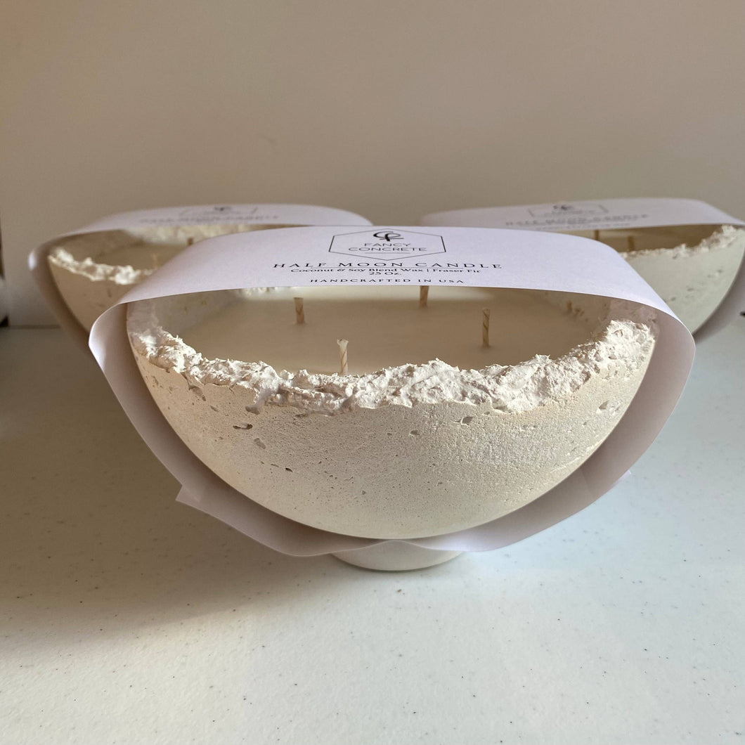 Half Moon Candle | Bowl Candle: White / Oakmoss & Amber