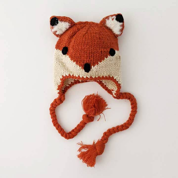 Fox Earflap Beanie Hat Baby & Kids: S (0-6 Months)