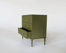 Load image into Gallery viewer, Modern 4-Drawer Miniature Dollhouse Dresser: Olive / Antique Brass (Gold)
