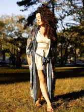 Load image into Gallery viewer, Garden Crane Blue Kimono Robe: Blue / One Size Fits from S to XL

