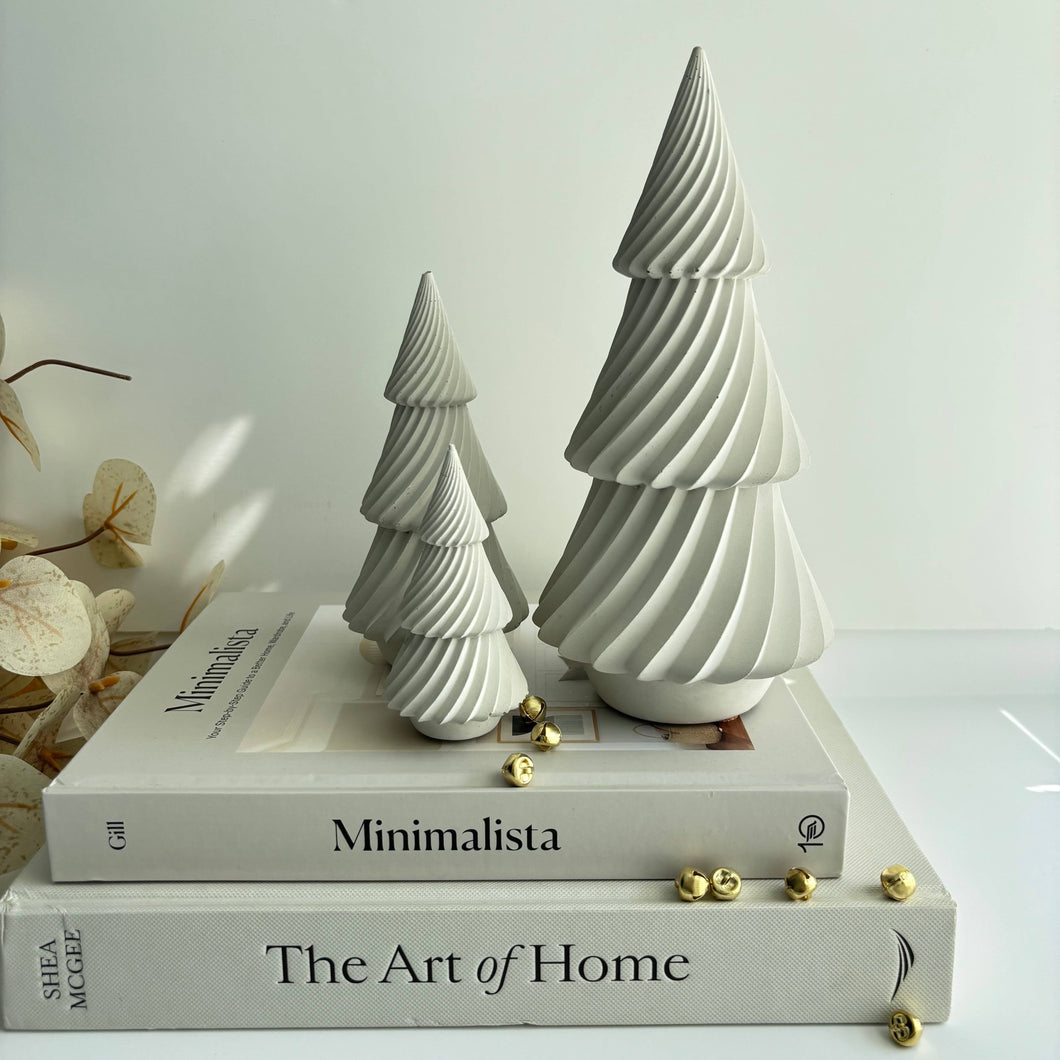 Twist Pines Trio - Concrete Holiday Trees | Christmas Decor: Off White