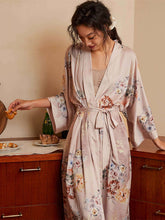 Load image into Gallery viewer, Folding Fan Kimono Robe: Champagne / One Size Fits from S to XL
