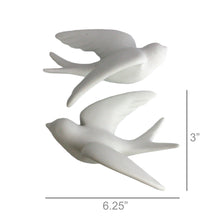 Load image into Gallery viewer, Ceramic Sparrows - Lrg Pair - Left &amp; Right - White
