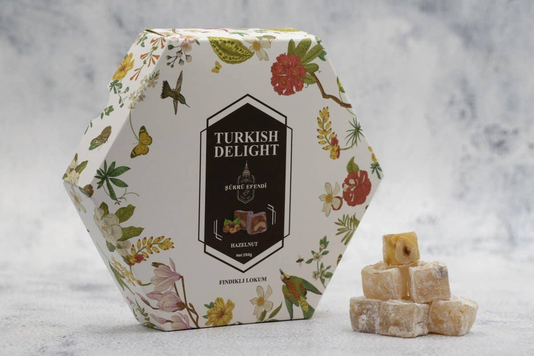 Sukru Efendi 1935 | Turkish Delight Hexagonal Box Hazelnut: 250g