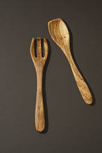 Load image into Gallery viewer, Organic Shaped Olive Wood Utensils Set of 2 | Handcrafted
