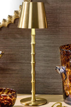 Load image into Gallery viewer, LED Portable Cordless Gold Bamboo Table Lamp
