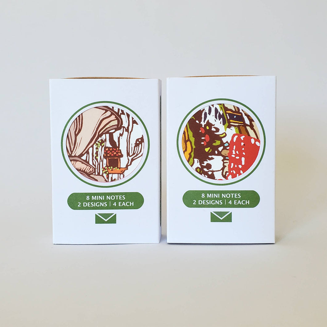 Mushroom Mini Notes Card Set of 8, Stocking Stuffer Idea