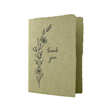 Load image into Gallery viewer, Thank You Letterpressed Olive Handmade Paper Folded Card: Single
