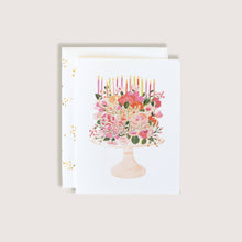 Load image into Gallery viewer, Happy Birthday Cake with Flowers and Candles Greeting Card
