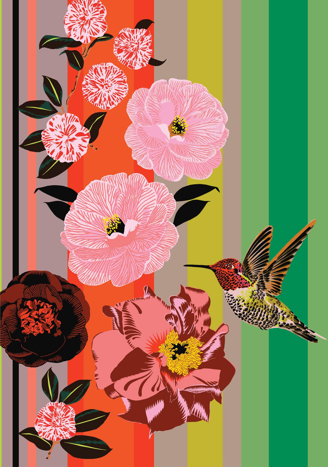 Kate Blairstone: Camellia Stripe Birthday Card