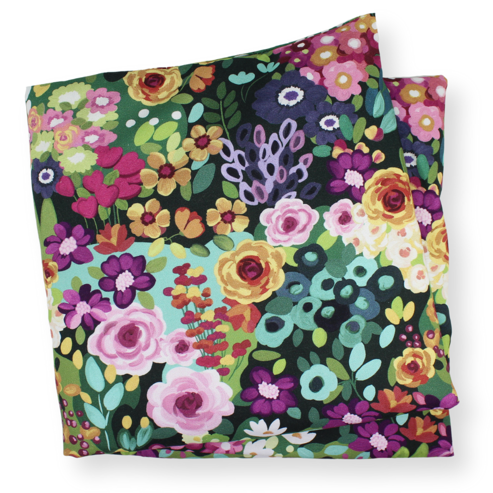 Aromatherapy Large Heat & Cold Wrap: 438 | Floral on Forest Green / Lavender
