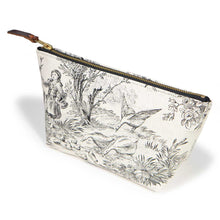 Load image into Gallery viewer, Cream &amp; Coal Toile Zipper Travel Clutch
