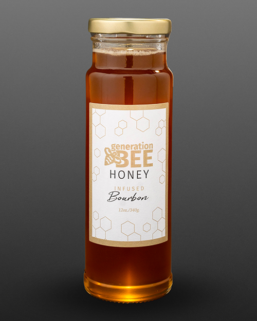 All-Natural Flavor Infused Honey - 12 oz Glass Jar: Bourbon