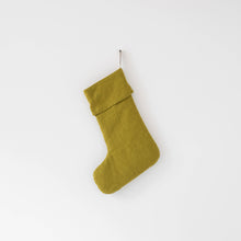 Load image into Gallery viewer, Moss Green Linen Christmas Stocking
