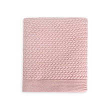 Load image into Gallery viewer, Classic Moss Knit baby Blanket and Bunny Rattle Gift Set - Blush Pink
