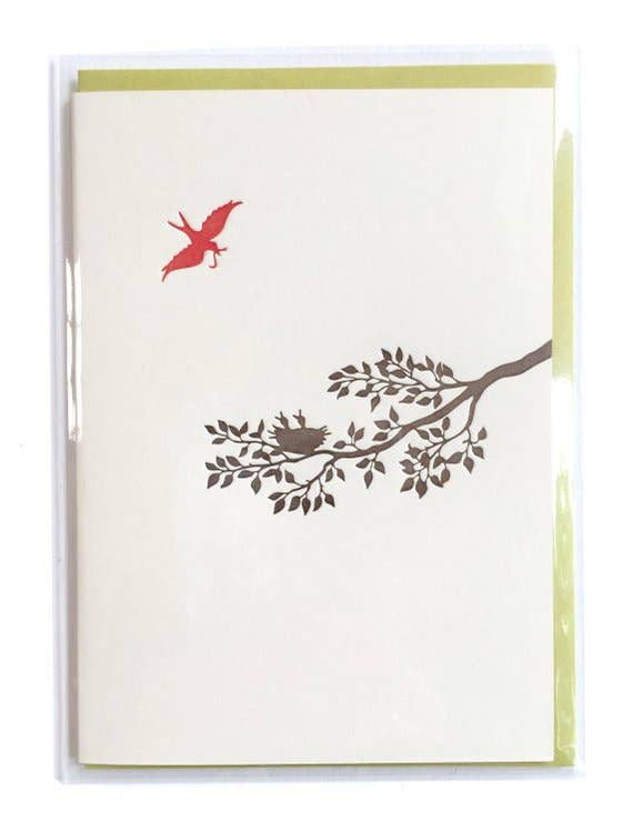 Mama Bird Twig Greeting Card, Letterpress