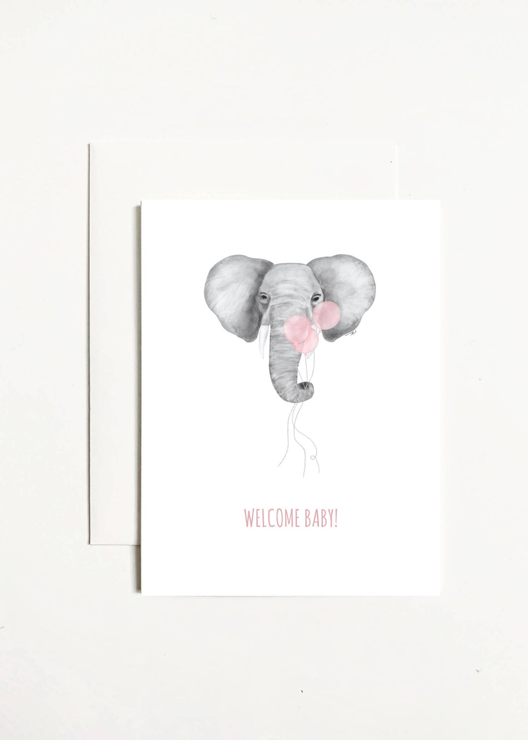 Welcome Baby! Elephant With Pink Balloons