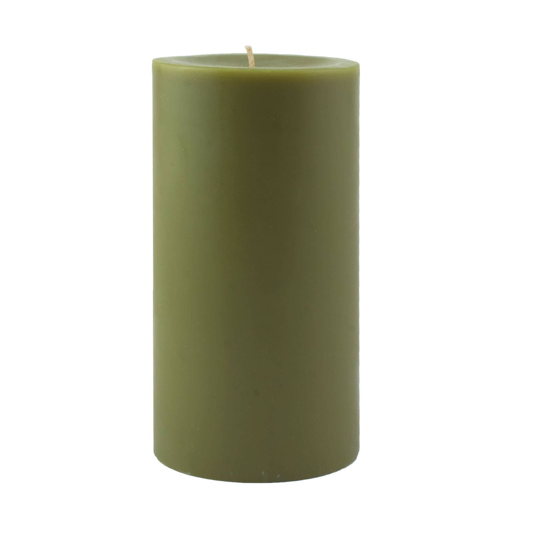 Unfragranced Pillar Candle - 3x6 - Moss Green