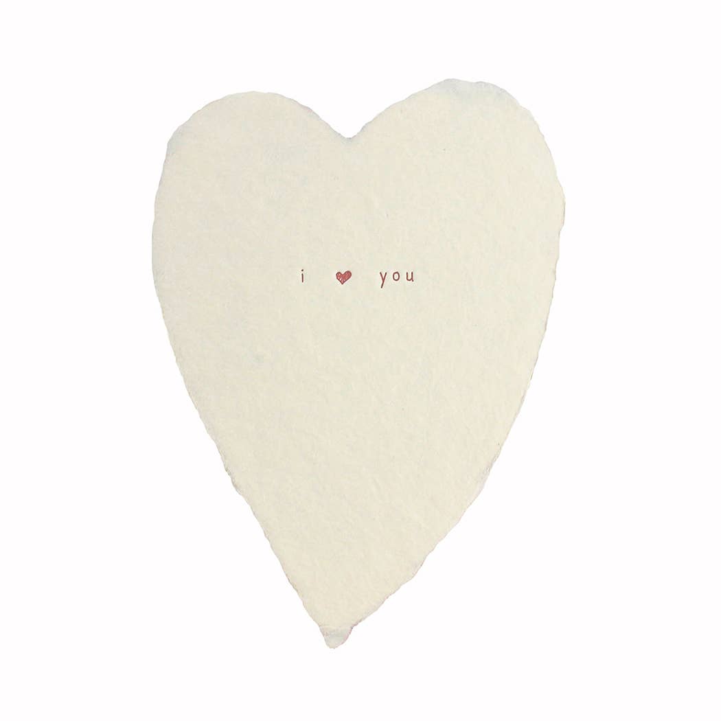 I Love You Greeted Heart Handmade Paper Letterpress Card