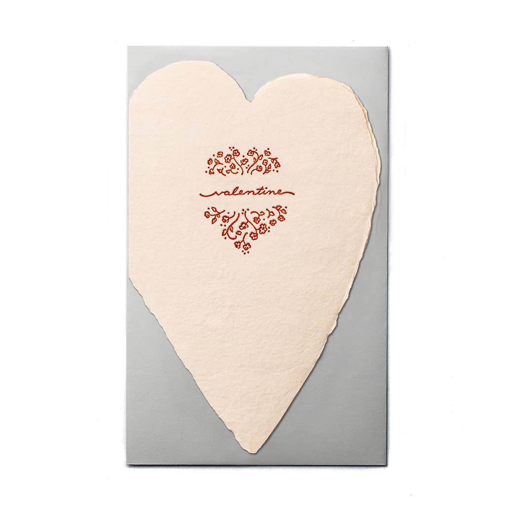 Valentine Blush Hearts Handmade Paper Letterpress Card