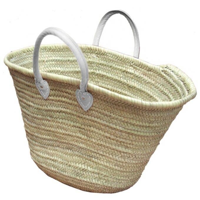 Straw Tote bag Handles Leather White French Baskets