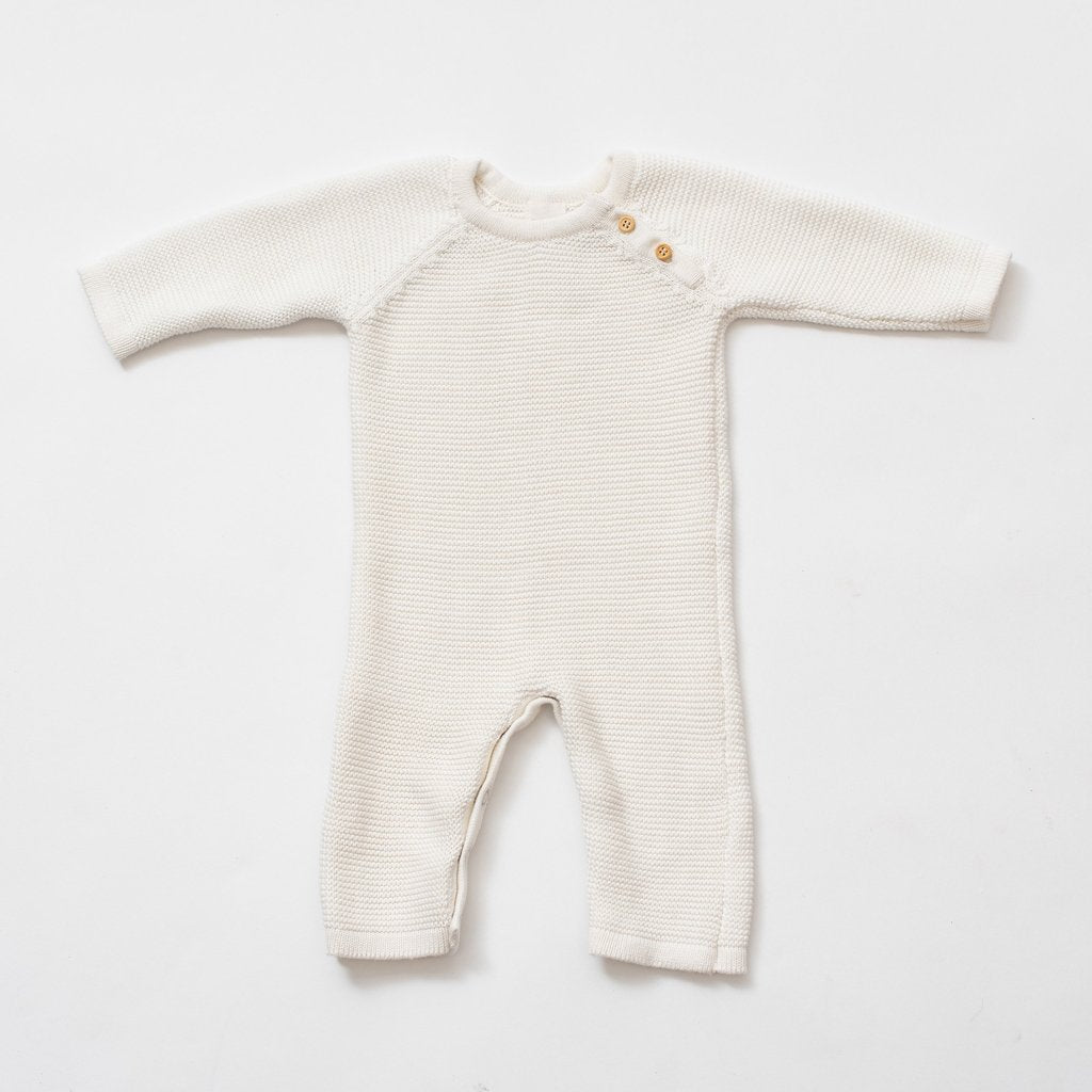 Knit Baby Romper White